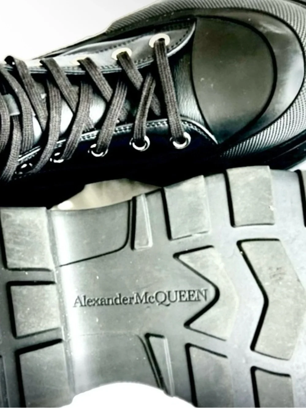 Alexander McQueen Men's black leather high-top sneakers Size11.5 Price $350